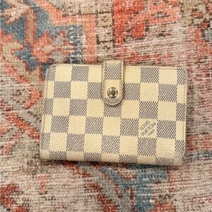 AUTHENTIC Louis Vuitton French Purse Kisslock Damier Azur Bifold Wallet